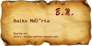 Balko Márta névjegykártya